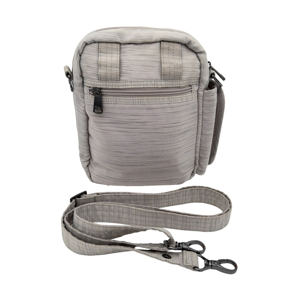 Lug Flapper Crossbody Bag Heather Grey Quilted Multi-Pocket Travel Shoulder Bag